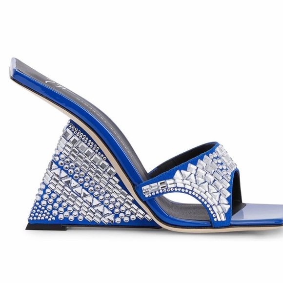 Giuseppe Zanotti Blue and Silver Embellished Heels summer is near, large size - Picture 5 of 7